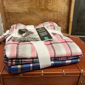 Daresay Women’s Flannel Soft Plaid Long Sleep Pajama Pants, Large, 3 Pack